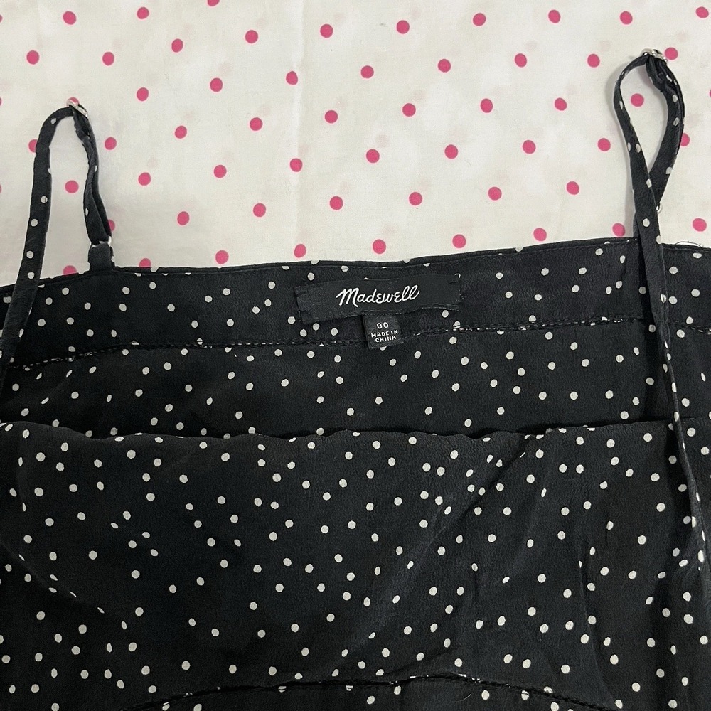 Polka Dot 100% Silk Cami Tank Top Size XS 00 Madewell  Camisole Spaghetti Strap - Picture 6 of 7